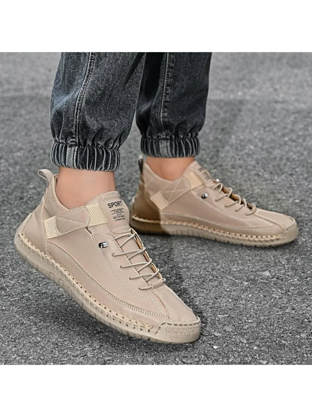 Women's Khaki Breathable Loafers Mid top Walking Flats Ankle Chukka Boots